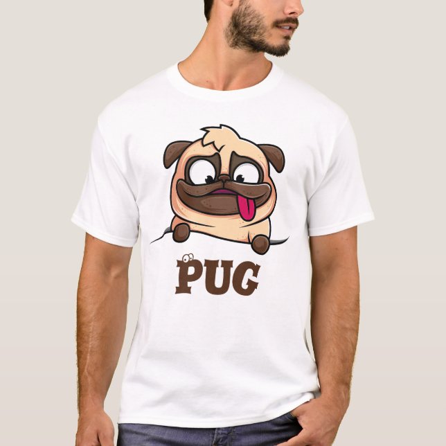 Cute Funny Pug T-Shirt (Framsida)