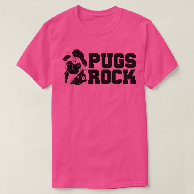 Cute Funny Pugs Sten Pug Owners Rocker T Shirt (Design framsida)