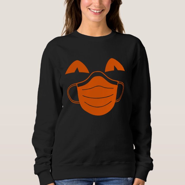 Cute Funny Pumpkin Ansikte under en Facemask Halld T Shirt (Framsida)