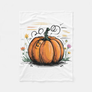 Cute Funny Pumpkin för Halloween och Thanksgiving Fleecefilt