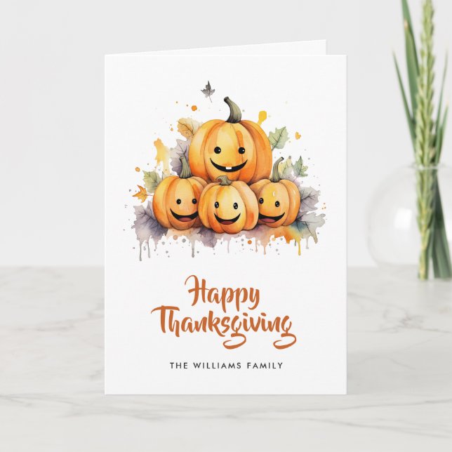 Cute Funny Pumpkins Photo Happy thanksgiving Card Kort (Framsida)