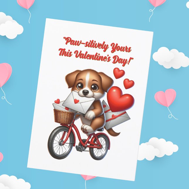 Cute Funny Puppy Kärlek Hearts Valentiness Card Julkort (Skapare uppladdad)