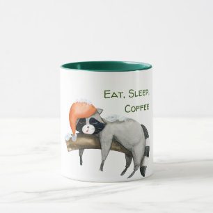 Cute Funny Raccoon jul Två-tonkaffe Mugg