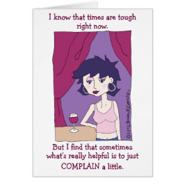 Cute Funny Red Vin Vino Tecknad Girl Hälsningskort