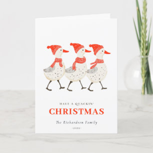 Cute Funny Red Winter Quacking Ankor Helgkort