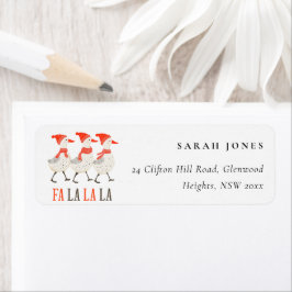 Cute Funny Red Winter Quacking Ankor Returadress Etikett