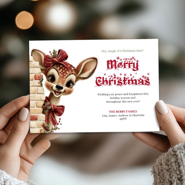 Cute Funny Reindeer Cartoon Holiday Greeting Card Julkort (Cute Funny Reindeer Cartoon Holiday Greeting Card

)