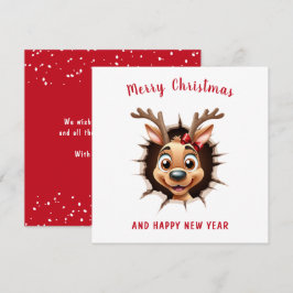 Cute Funny Reindeer Girl jul Kort