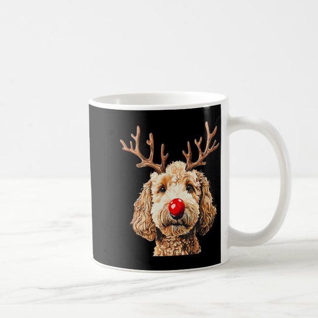 Cute Funny Reindeer Santa Goldendoodle Christmas T Kaffemugg (Höger)