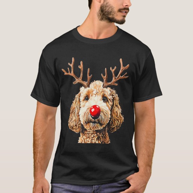 Cute Funny Reindeer Santa Goldendoodle Christmas T T Shirt (Framsida)