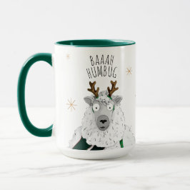 Cute Funny Reindeer Sheep 'Baaah Humbug' Pun Fun Mugg