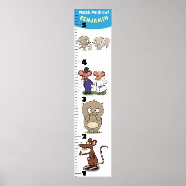 Cute funny rodents animals cartoon growth chart poster (Framsidan)