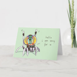 Cute Funny Romantic Peacock Spider Greeting Card Kort
