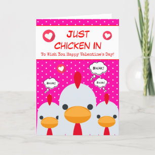 Cute Funny Rosa Bara Chicken i Valentines day Helgkort