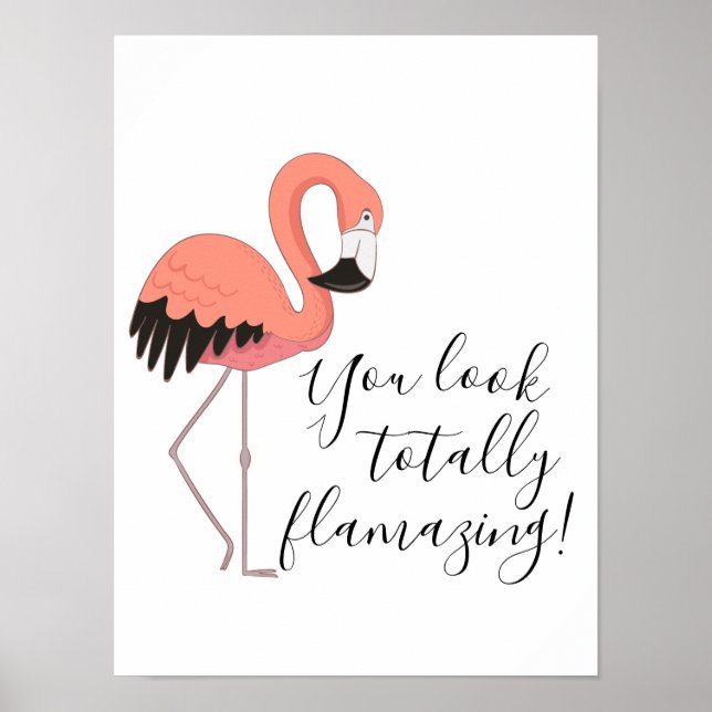 Cute Funny Rosa Flamingo Totally Flamazing Poster (Framsidan)
