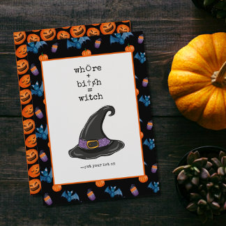 Cute Funny Rude Halloween-platta hälsningskort Kort