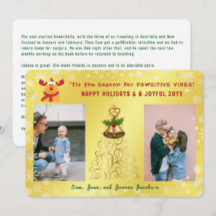 Cute Funny Rudolph 2 Photos Glad helg Golden Julkort