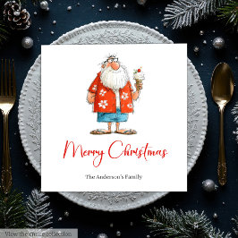 Cute Funny Santa Claus Watercolor Dinner Napkins Pappersservett