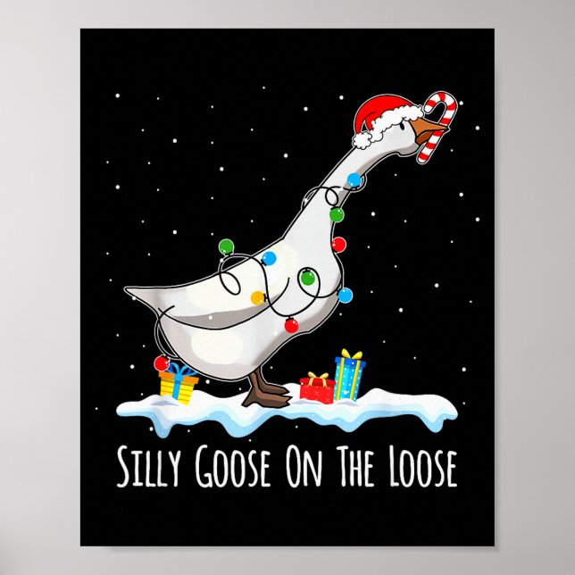 Cute Funny Santa Duck Silly Goose On The Loose Chr Poster (Framsidan)