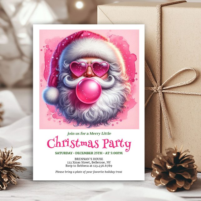 Cute Funny Santa Heart Glasses Christmas Invites Inbjudningar (Cute Funny Santa Heart Glasses Christmas Invitation

)