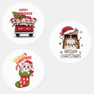 Cute & Funny Santa Kattunge jul Klistermärke