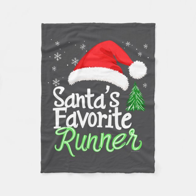 Cute Funny Santa's Favorite Runner Christmas Run H Fleecefilt (Framsidan)
