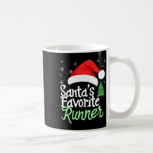 Cute Funny Santa's Favorite Runner Christmas Run H Kaffemugg (Höger)