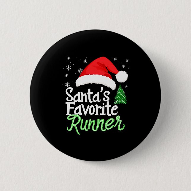 Cute Funny Santa's Favorite Runner Christmas Run H Knapp (Framsida)