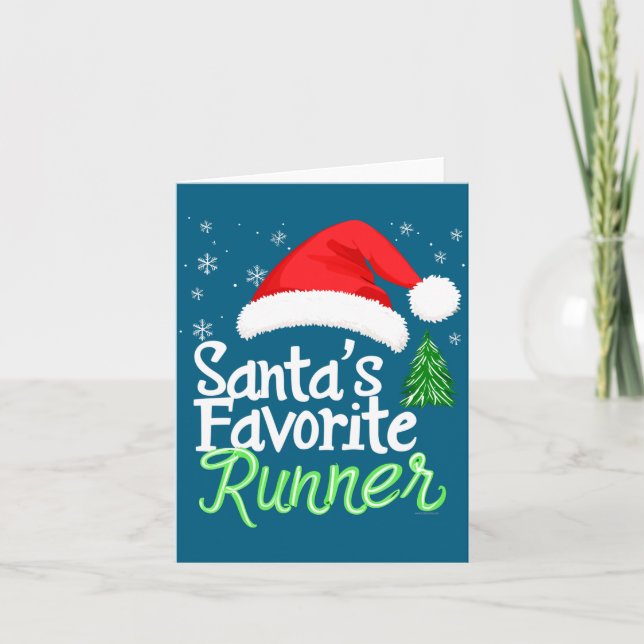 Cute Funny Santa's Favorite Runner Christmas Run H Kort (Framsida)