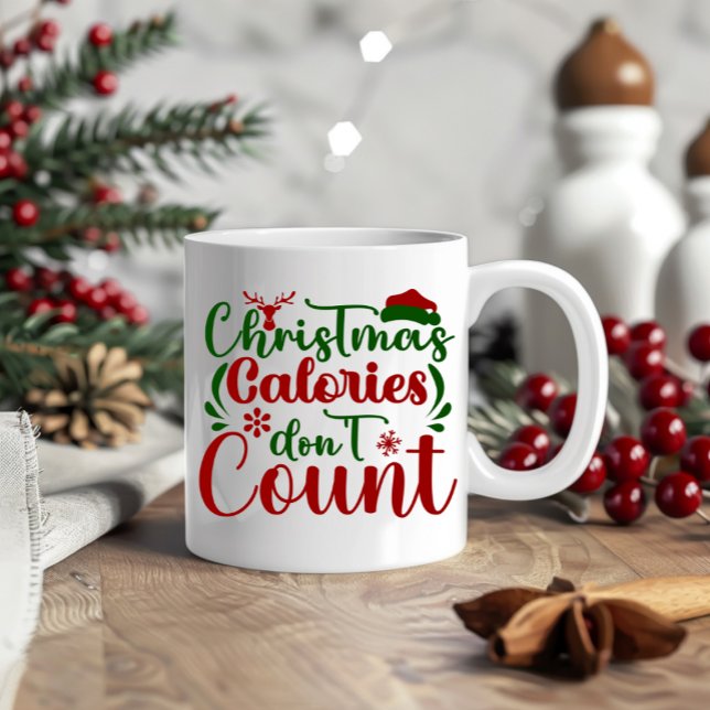 Cute Funny Säsong Helgdagars Santa Winter Calories Kaffemugg (Skapare uppladdad)