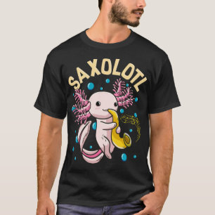 Cute Funny Saxolotl Adsible Axolotl Spelar Sax T Shirt