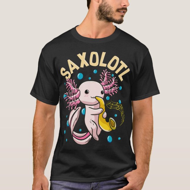 Cute Funny Saxolotl Adsible Axolotl Spelar Sax T Shirt (Framsida)
