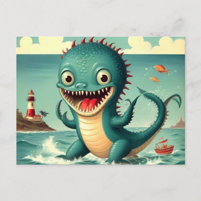 Cute Funny Sea Monster Vykort (Framsida)