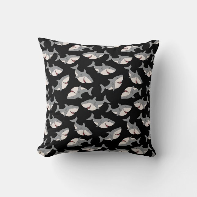 Cute Funny Shark Mönster Cushion Pillow Kudde (Framsida)