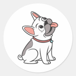Cute Funny Sitta Bulldog med en Fransk Runt Klistermärke