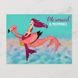 Cute & Funny Sjöjungfru & Mermingo Illustration Vykort