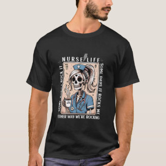 Cute Funny Skeleton Nurse Life några dagar i Sten T Shirt