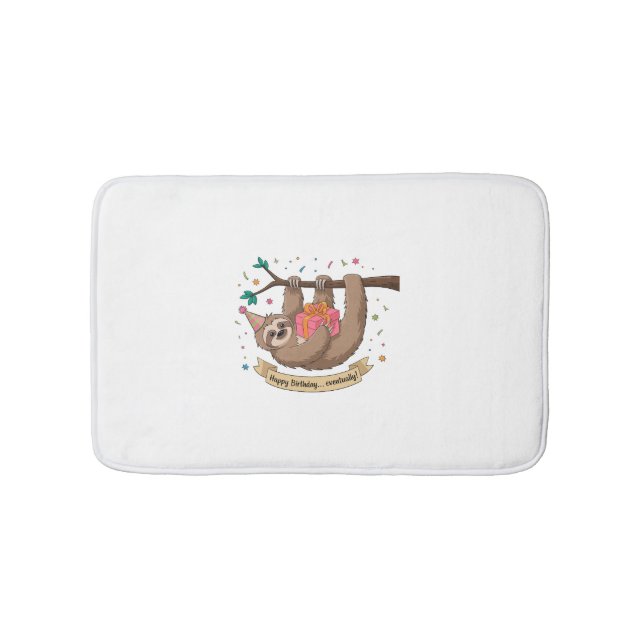 Cute Funny Sloth Grattis på födelsedagen Badrumsmatta (Framsidan)