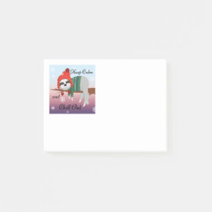 Cute Funny Sloth in Winter Hat & Scarf Motto Post-it Block