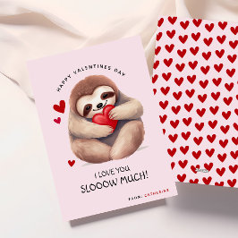 Cute Funny Sloth Kids Valentindag Julkort
