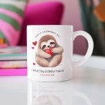 Cute Funny Sloth Valentines Day Gift Kaffemugg<br><div class="desc">Säg till någon att du kärlek saktar ner dem mycket med den här söta personligen valentines day mugg.</div>