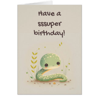 Cute Funny Snake Tecknad Birday Card Hälsningskort