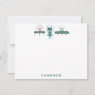Cute Funny Space Alien Personlig Stationery Anteckningskort