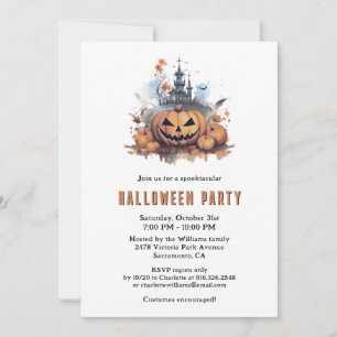 Cute Funny Spooky Pumpkins Fladdermus Halloween fe Inbjudningar