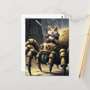 Cute Funny Steampunk Hamster och Spider Vykort