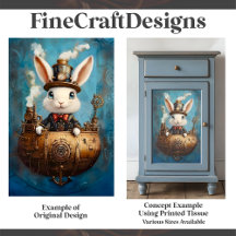 Cute Funny Steampunk Rabbit in Boat G2L Decoupage