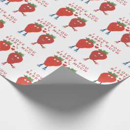 Cute Funny Strawbär i Kärlek Presentpapper