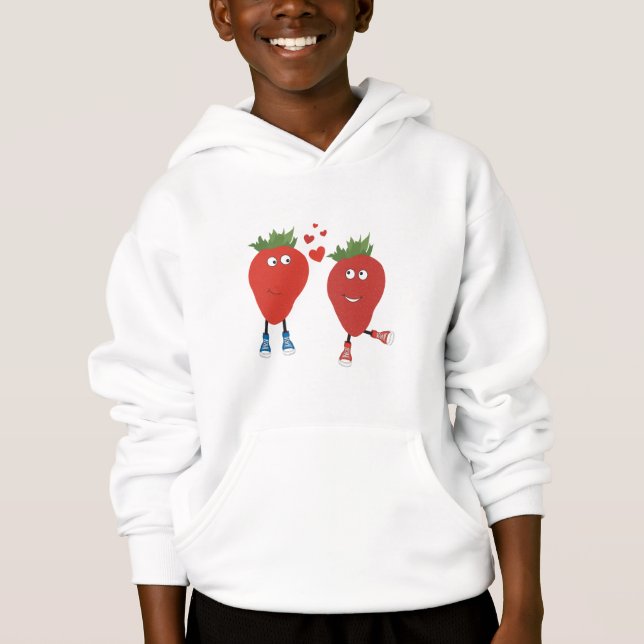 Cute Funny Strawbär i Kärlek T Shirt (Framsida)