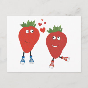 Cute Funny Strawbär i Kärlek Vykort