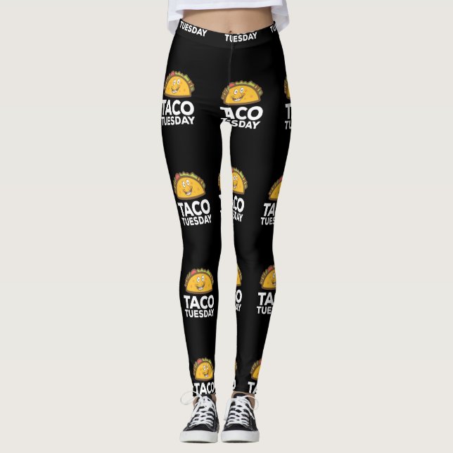 Cute & Funny Taco Tisdag Smildra Taco Leggings (Framsida)